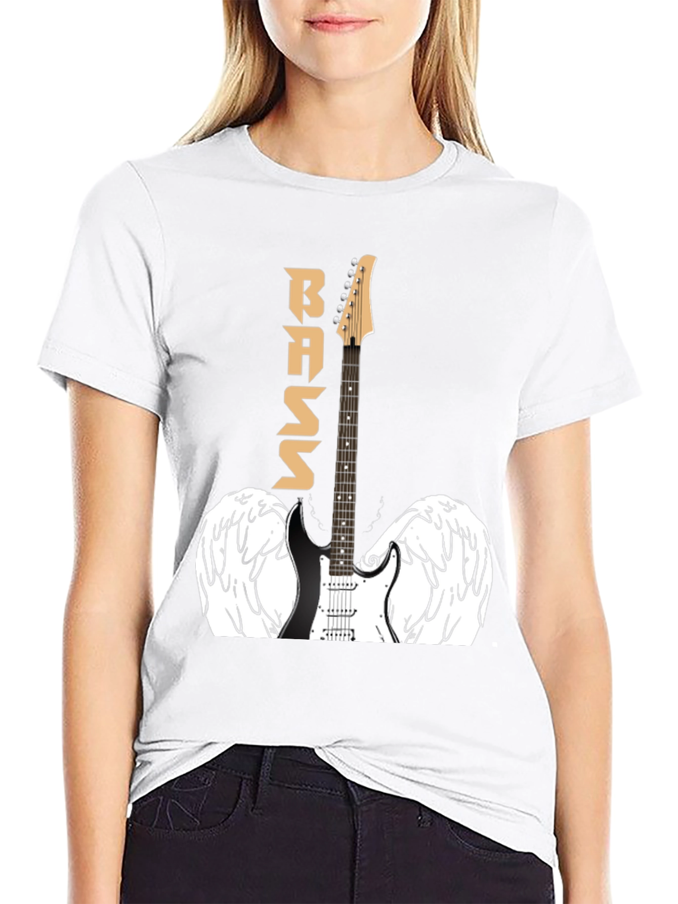 Bass Guitar Angel Wings Graphic T-Shirt