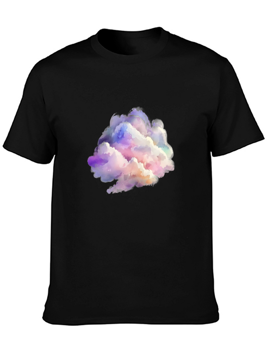 Colorful Cloud Graphic Black T-Shirt