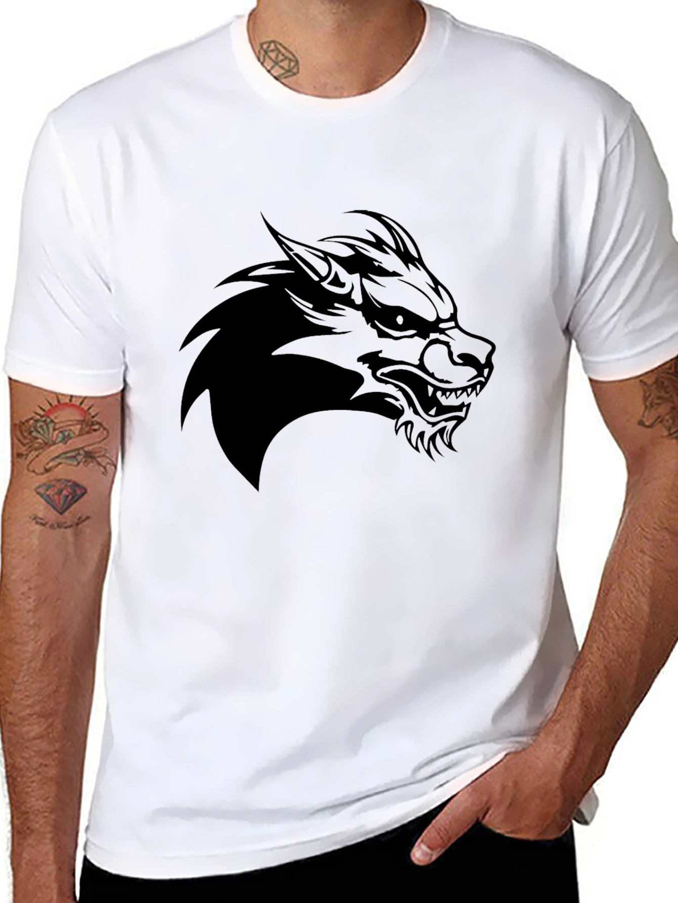 Black Wolf Graphic Tee - Mens Style