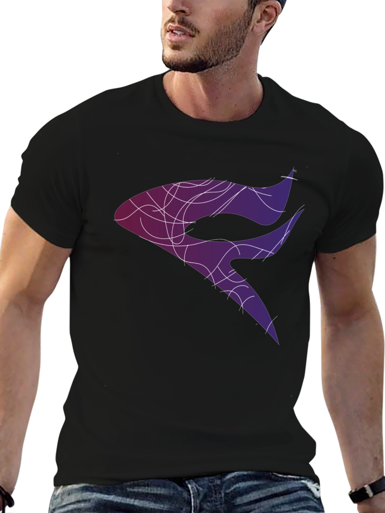 Abstract Design Graphic Tee - Black