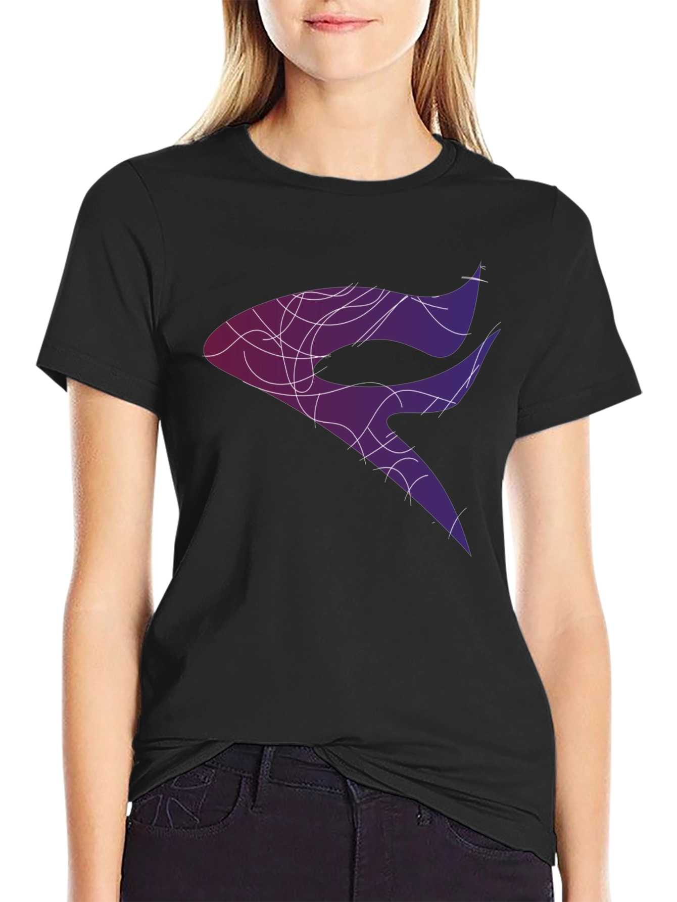 Abstract Design Graphic Tee - Black