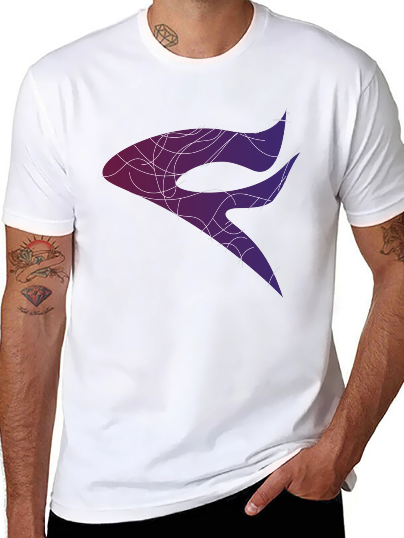 Abstract Design Graphic Tee - Black