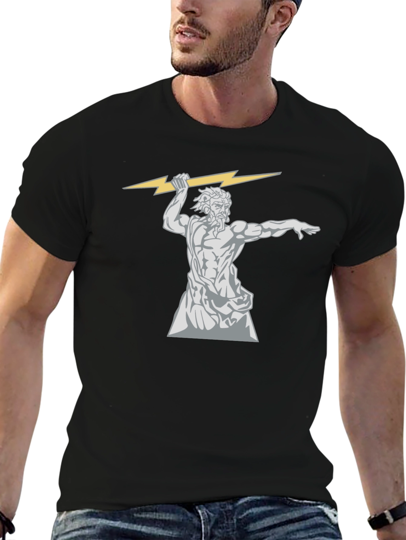 Zeus Throwing Lightning Bolt Graphic T-Shirt