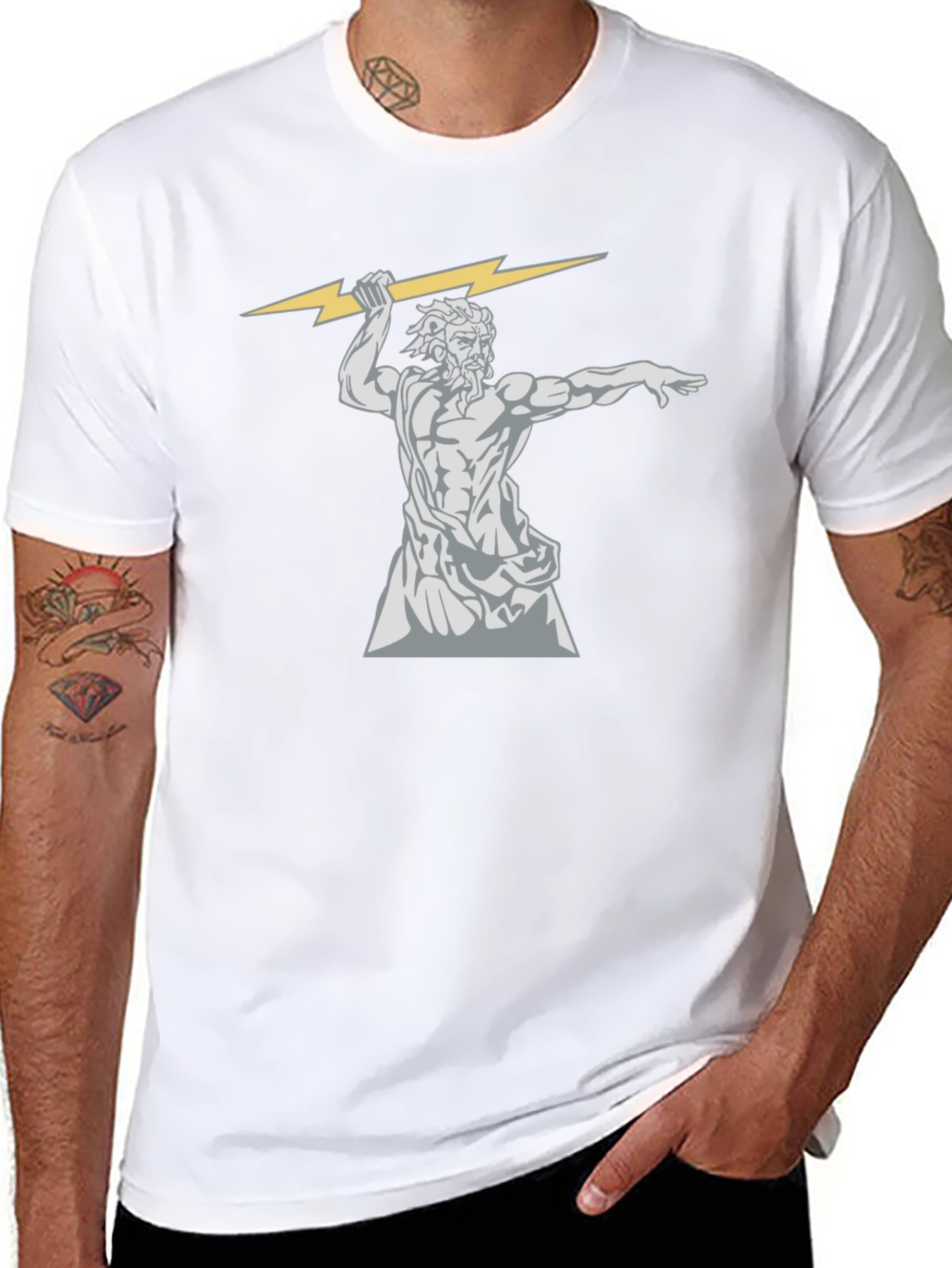 Zeus Throwing Lightning Bolt Graphic T-Shirt