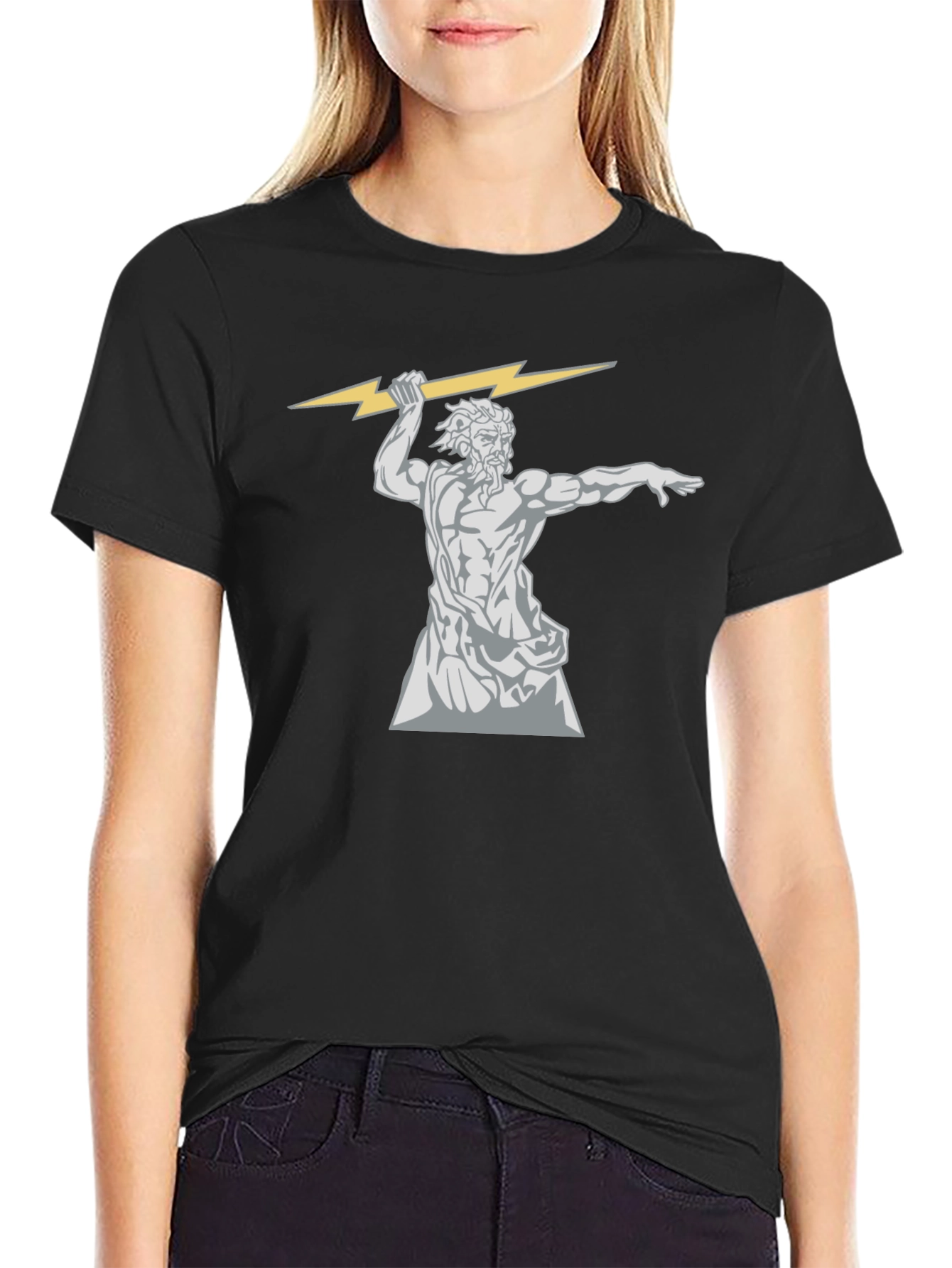 Zeus Throwing Lightning Bolt Graphic T-Shirt