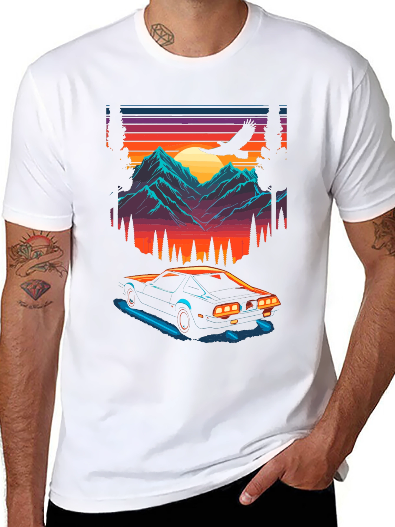 Retro Sunset Car Graphic Tee