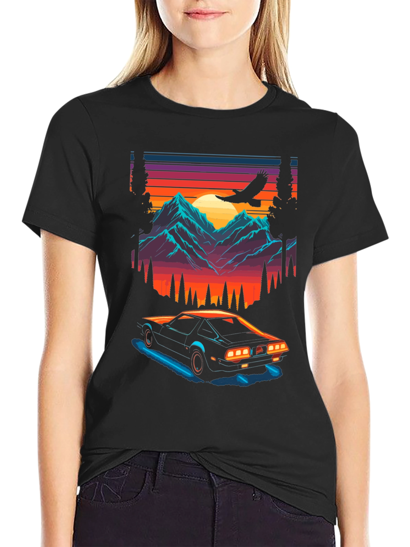 Retro Sunset Car Graphic Tee