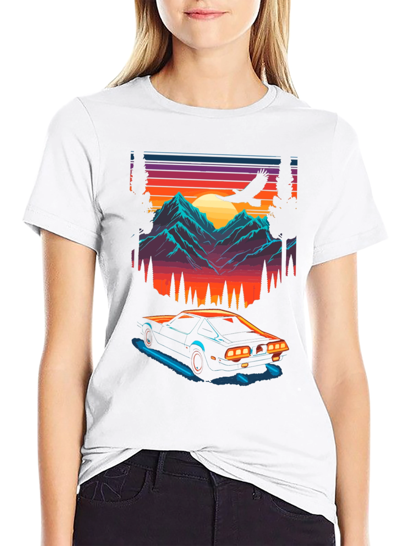 Retro Sunset Car Graphic Tee