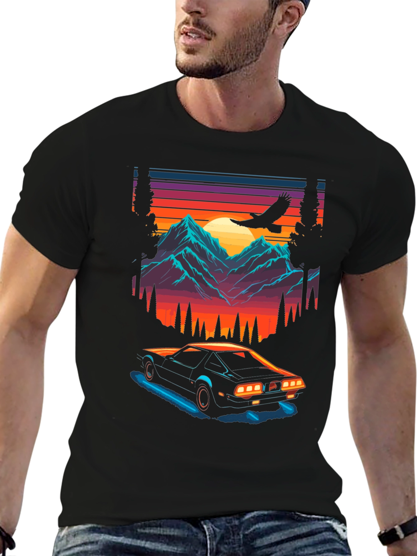Retro Sunset Car Graphic Tee