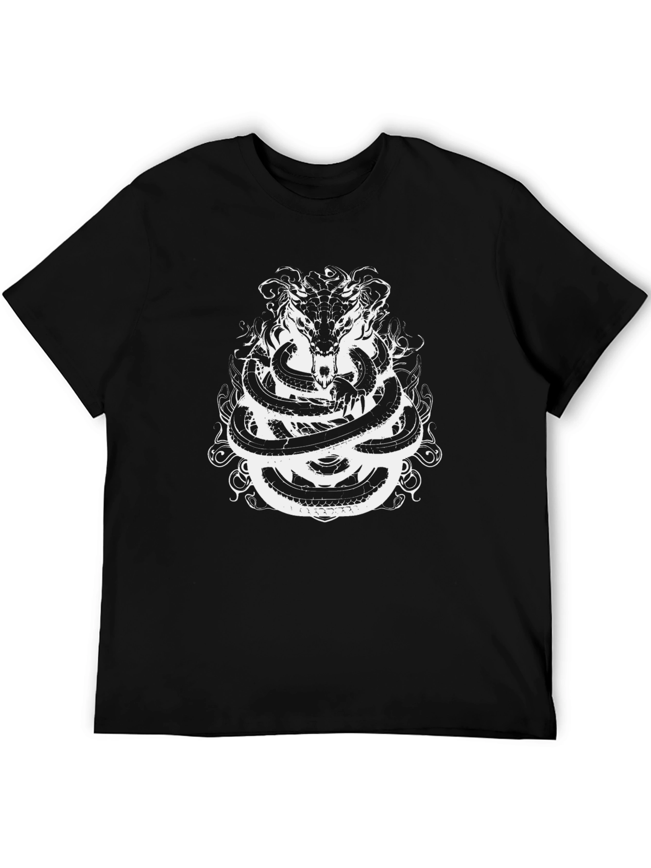Snake & Wolf Graphic Tee - Dark Mystical Design