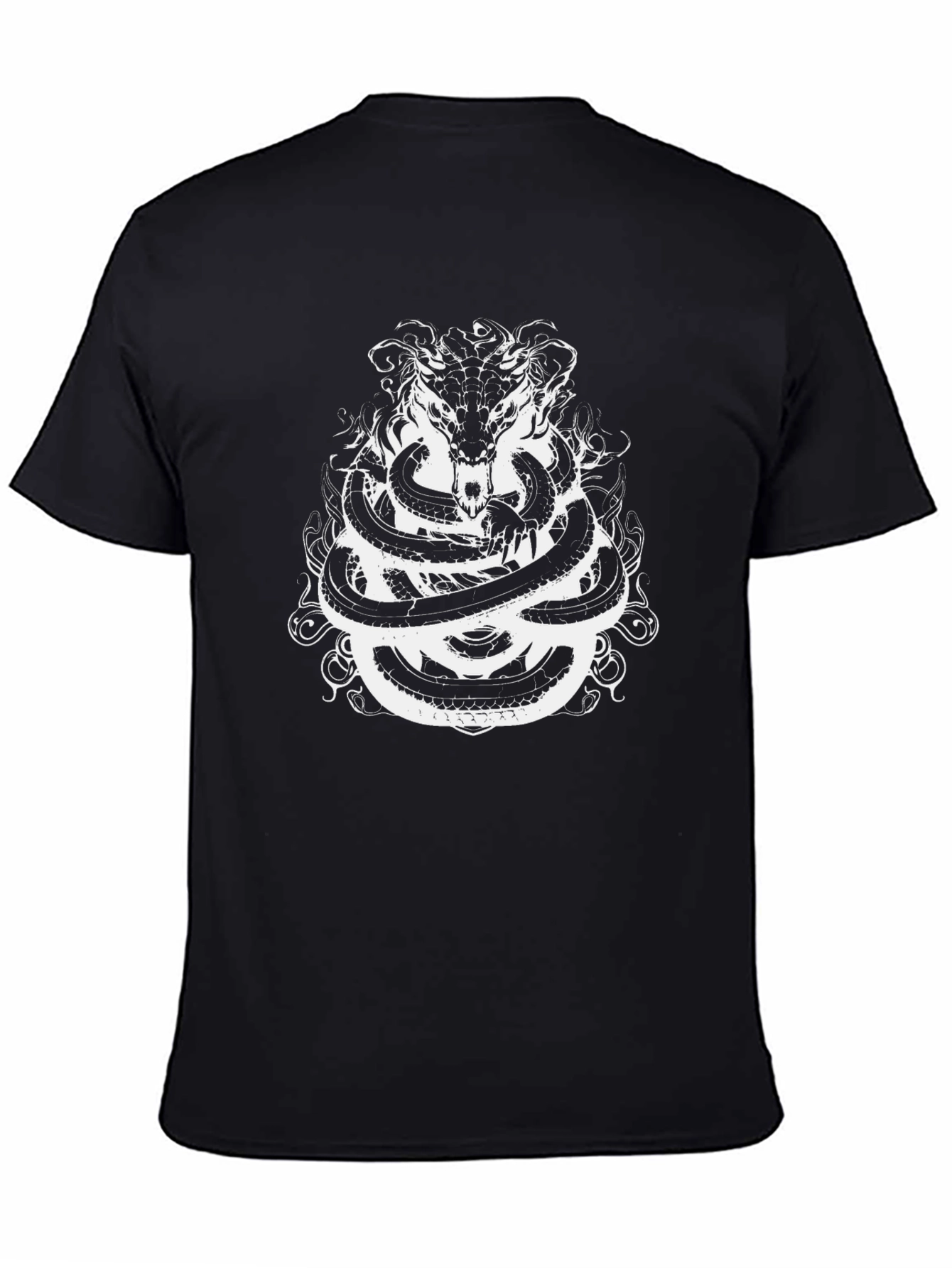 Snake & Wolf Graphic Tee - Dark Mystical Design