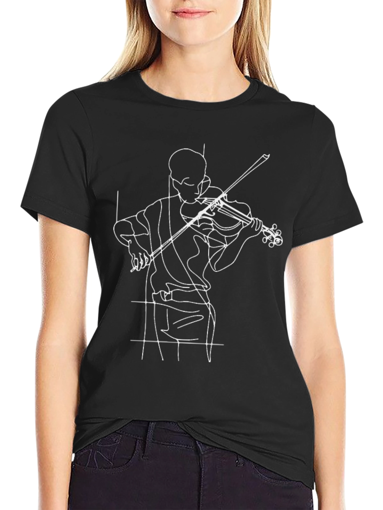 Musician Silhouette Graphic Tee - Classic Black