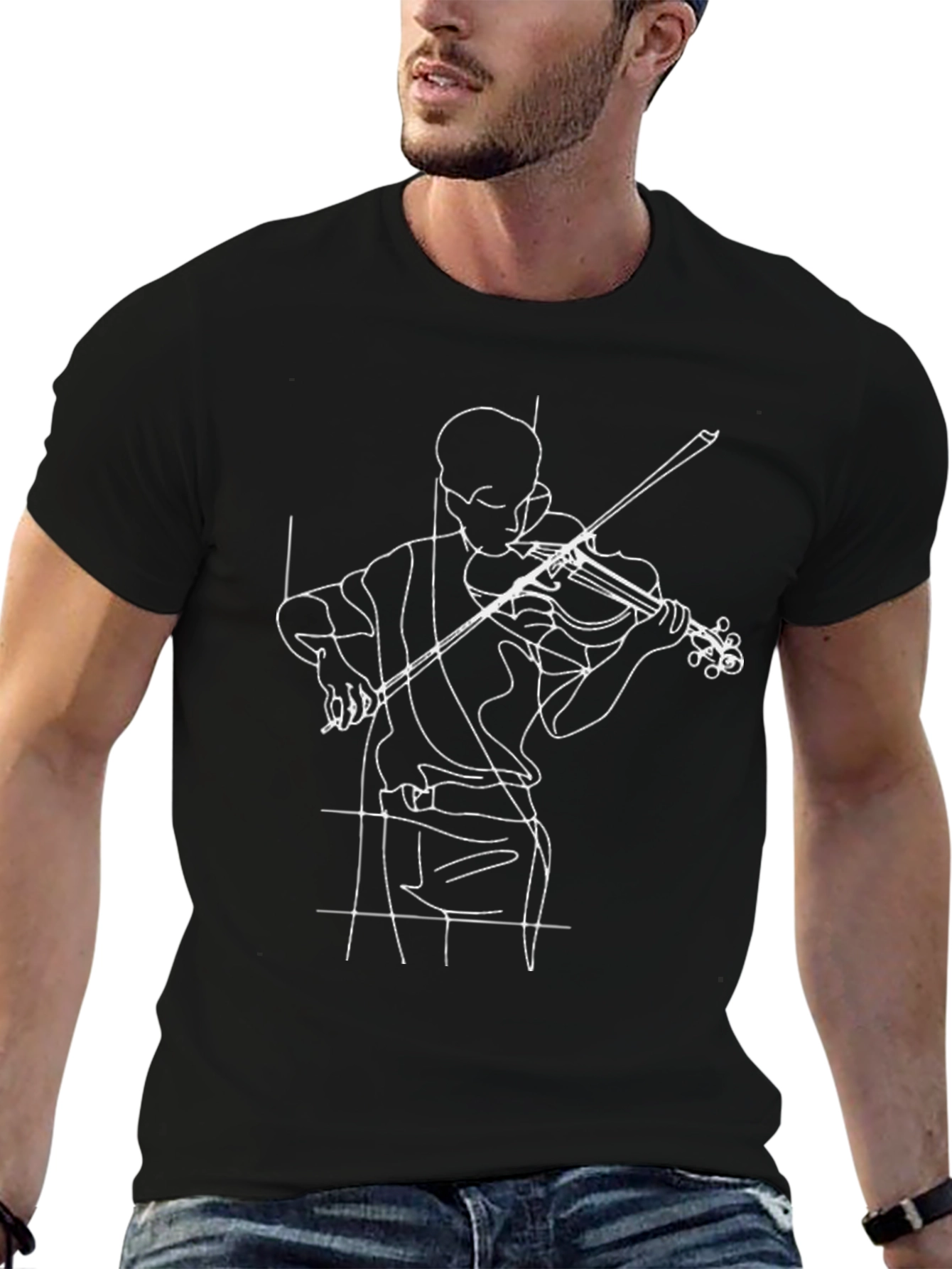 Musician Silhouette Graphic Tee - Classic Black