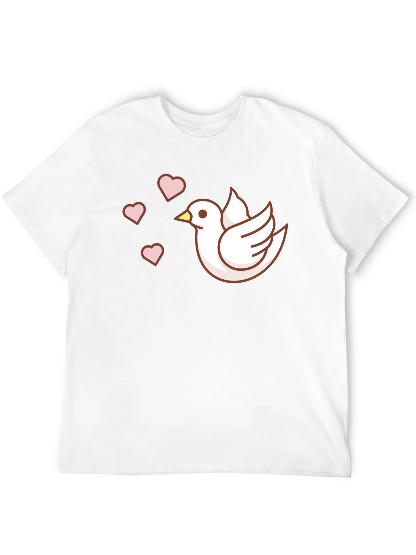 Dove with Hearts Graphic T-Shirt - Black