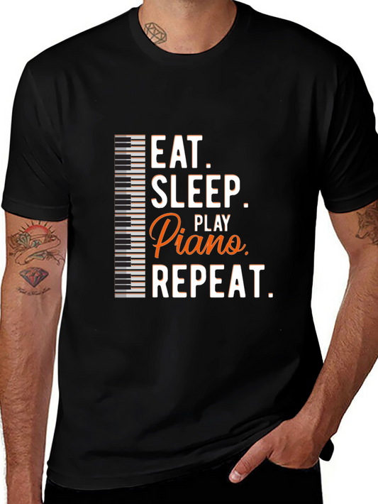 Eat Sleep Play Piano Repeat Graphic Tee