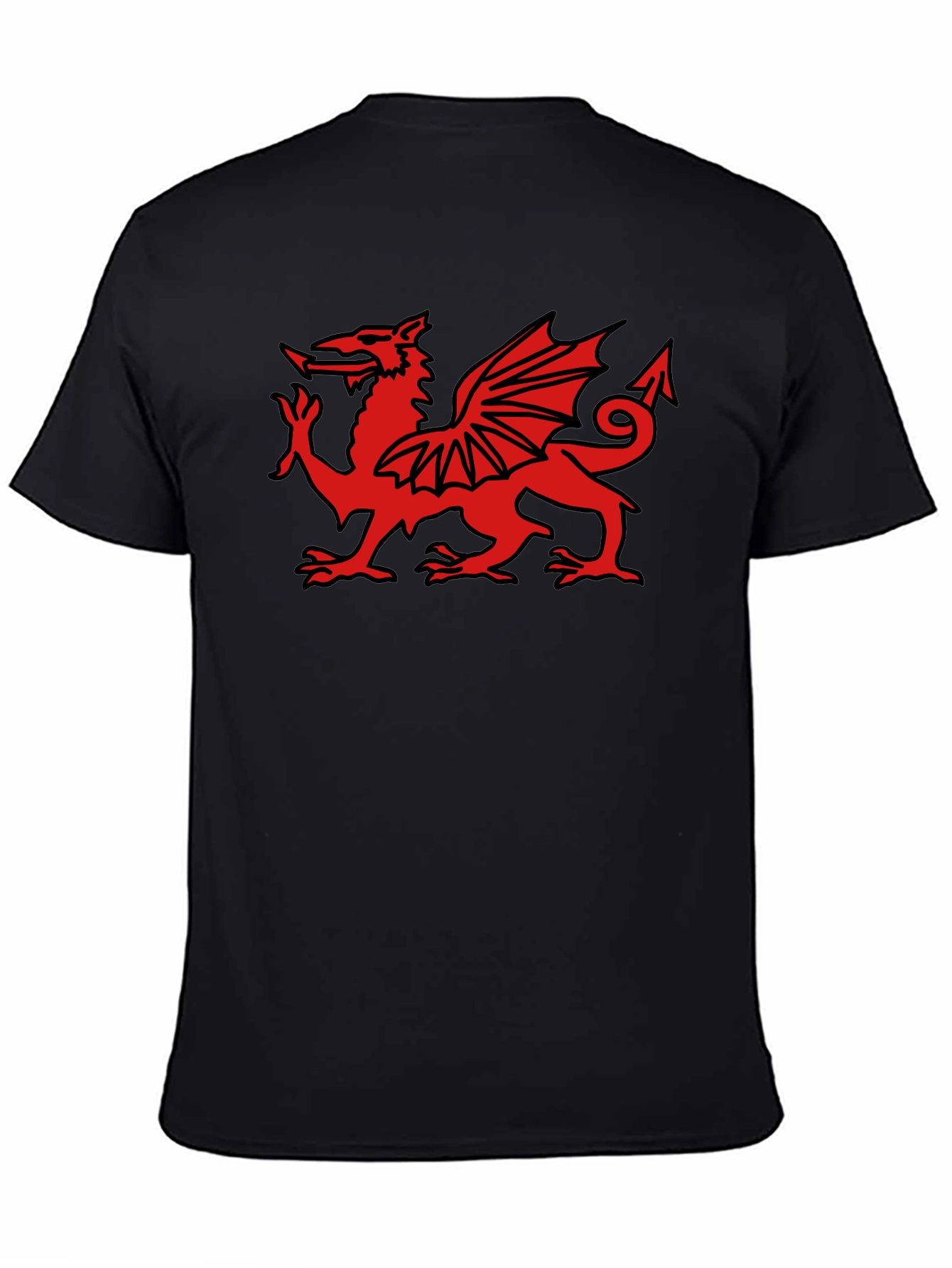 Welsh Dragon Graphic Tee - Black Cotton T-Shirt