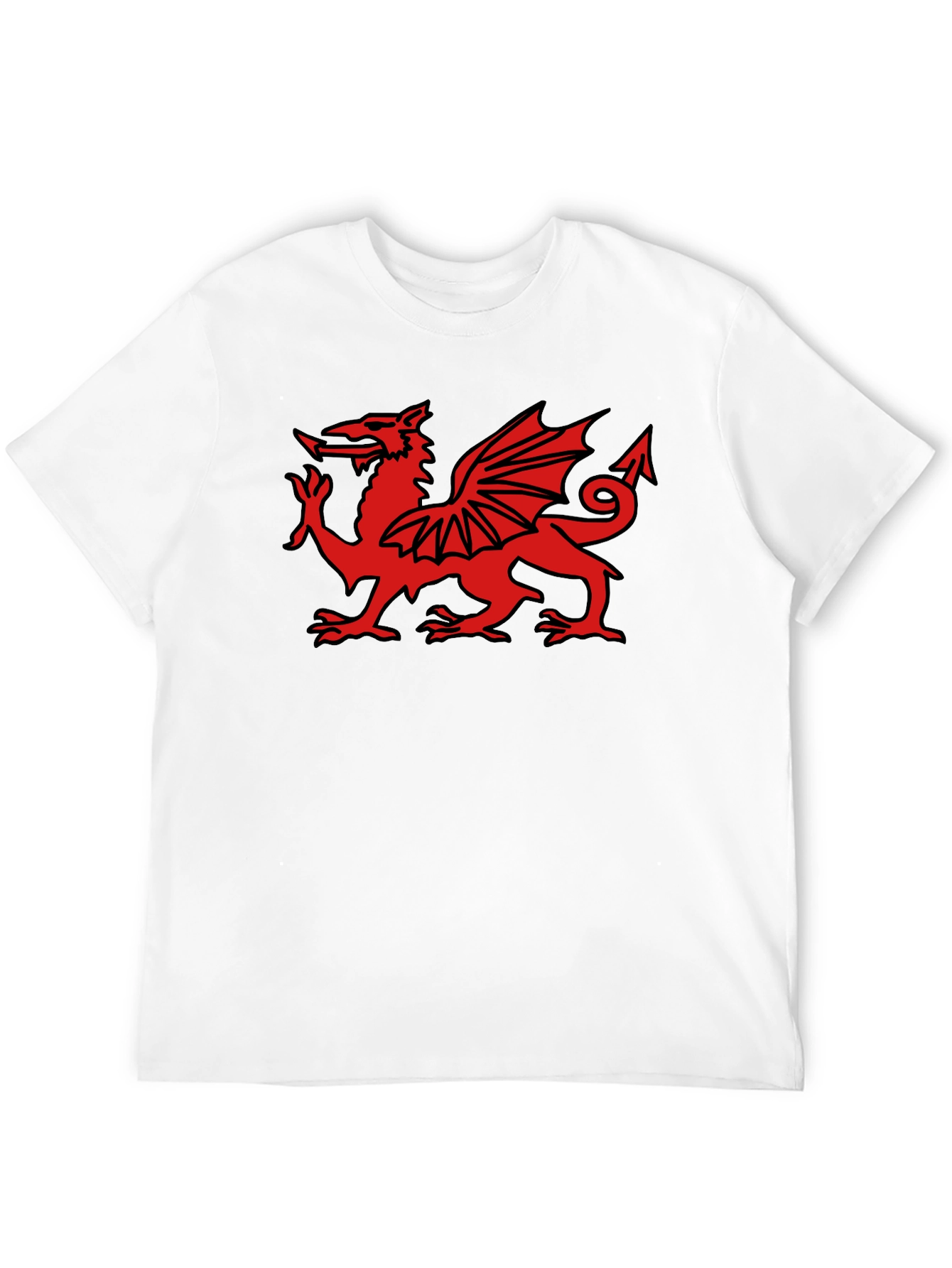 Welsh Dragon Graphic Tee - Black Cotton T-Shirt
