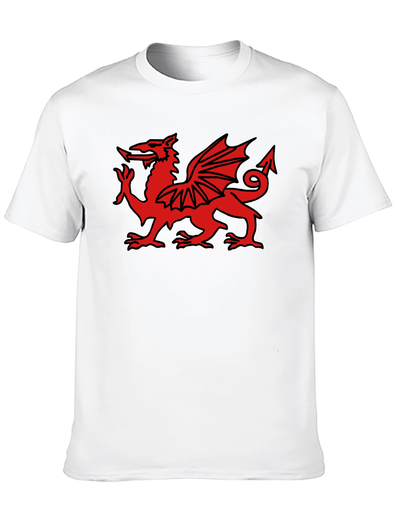 Welsh Dragon Graphic Tee - Black Cotton T-Shirt