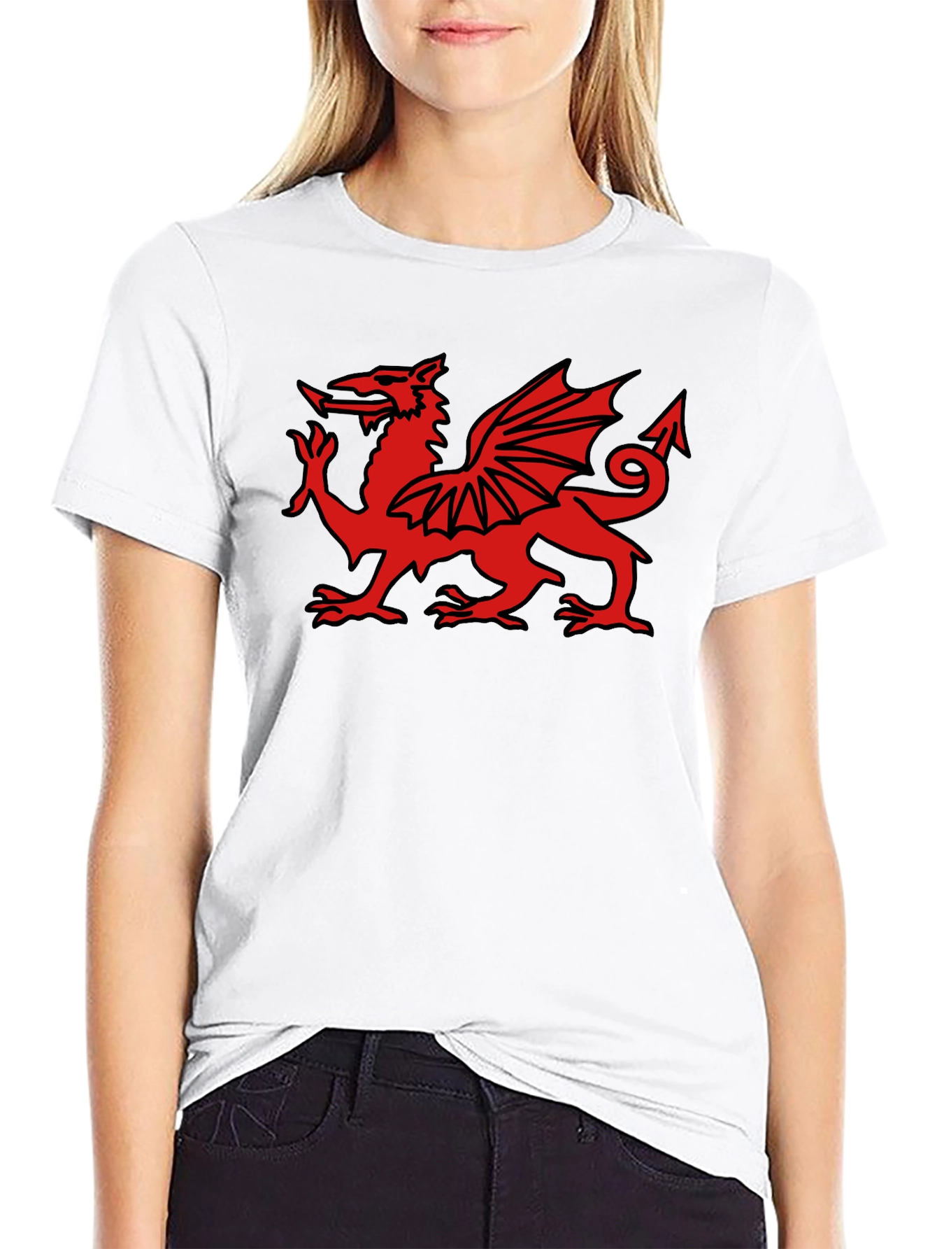Welsh Dragon Graphic Tee - Black Cotton T-Shirt