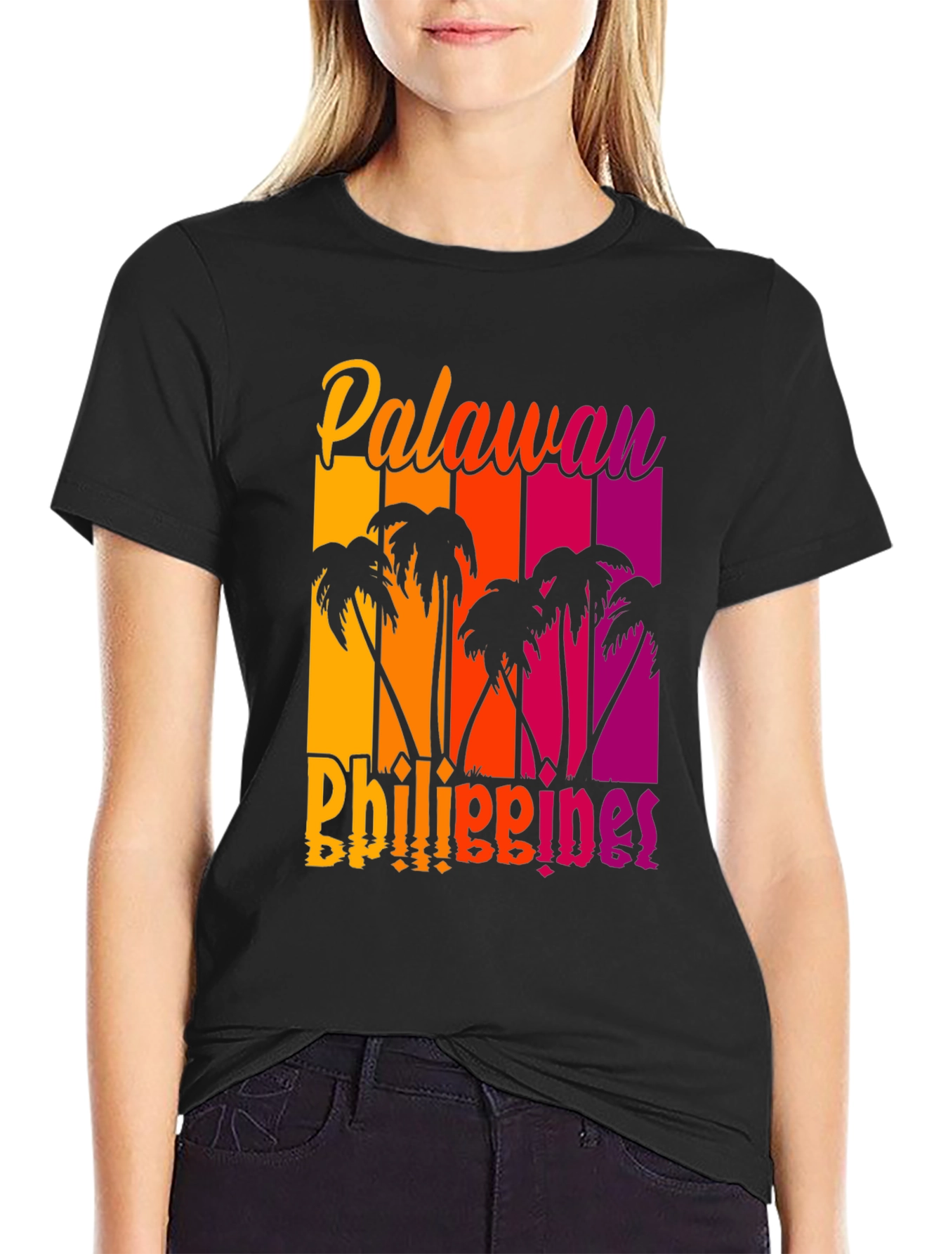 Palawan Philippines Palm Tree Graphic T-Shirt