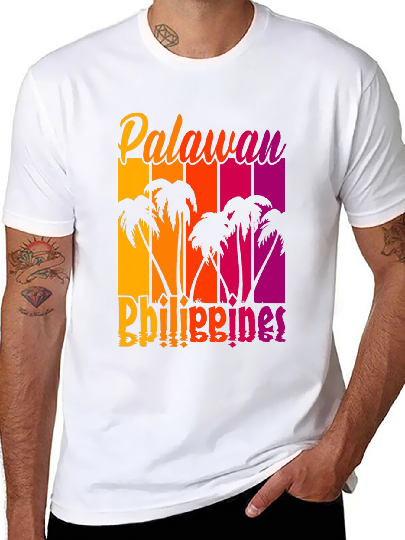 Palawan Philippines Palm Tree Graphic T-Shirt
