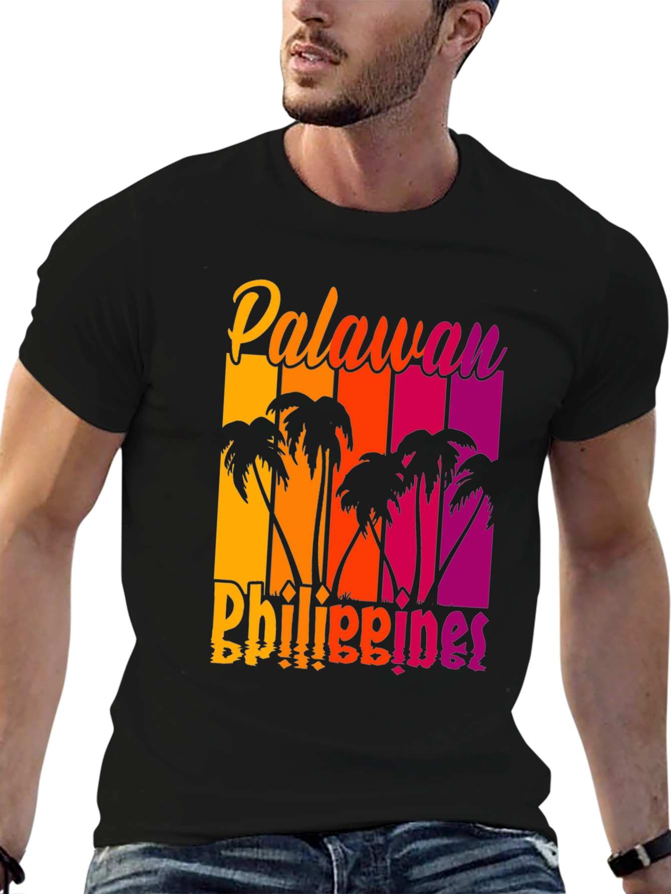 Palawan Philippines Palm Tree Graphic T-Shirt