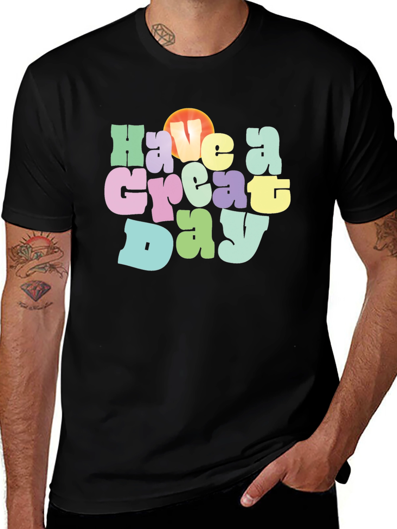 Have a Great Day Graphic T-Shirt - Black