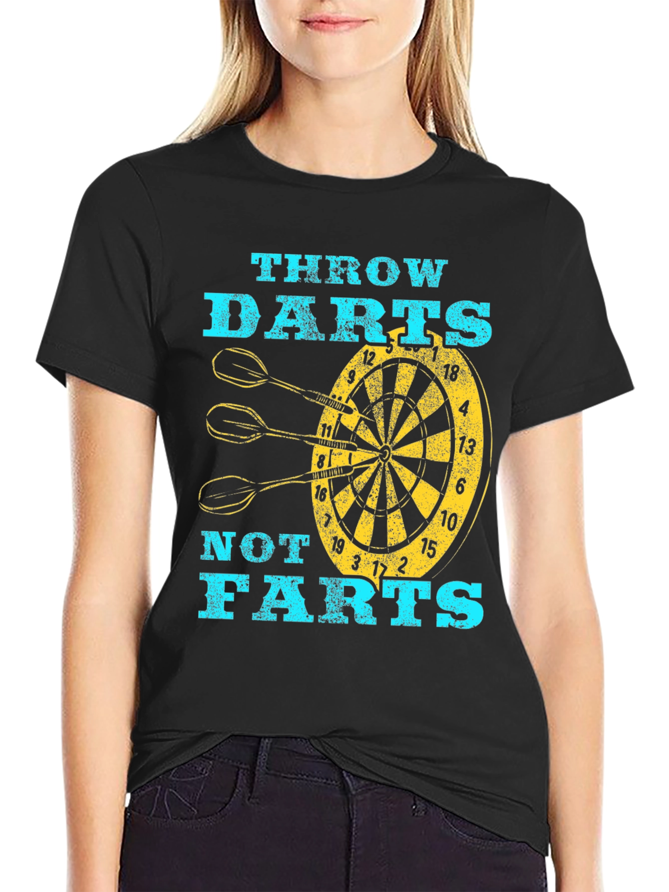 Funny Throw Darts Not Farts Graphic T-Shirt