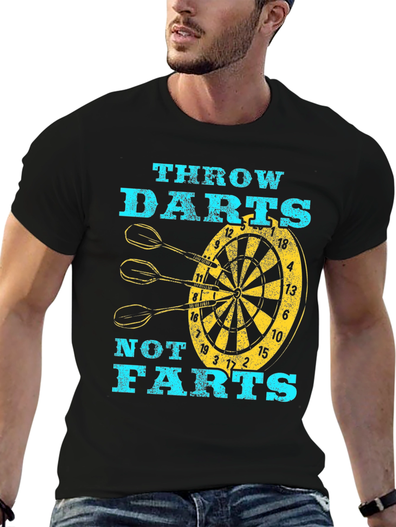 Funny Throw Darts Not Farts Graphic T-Shirt