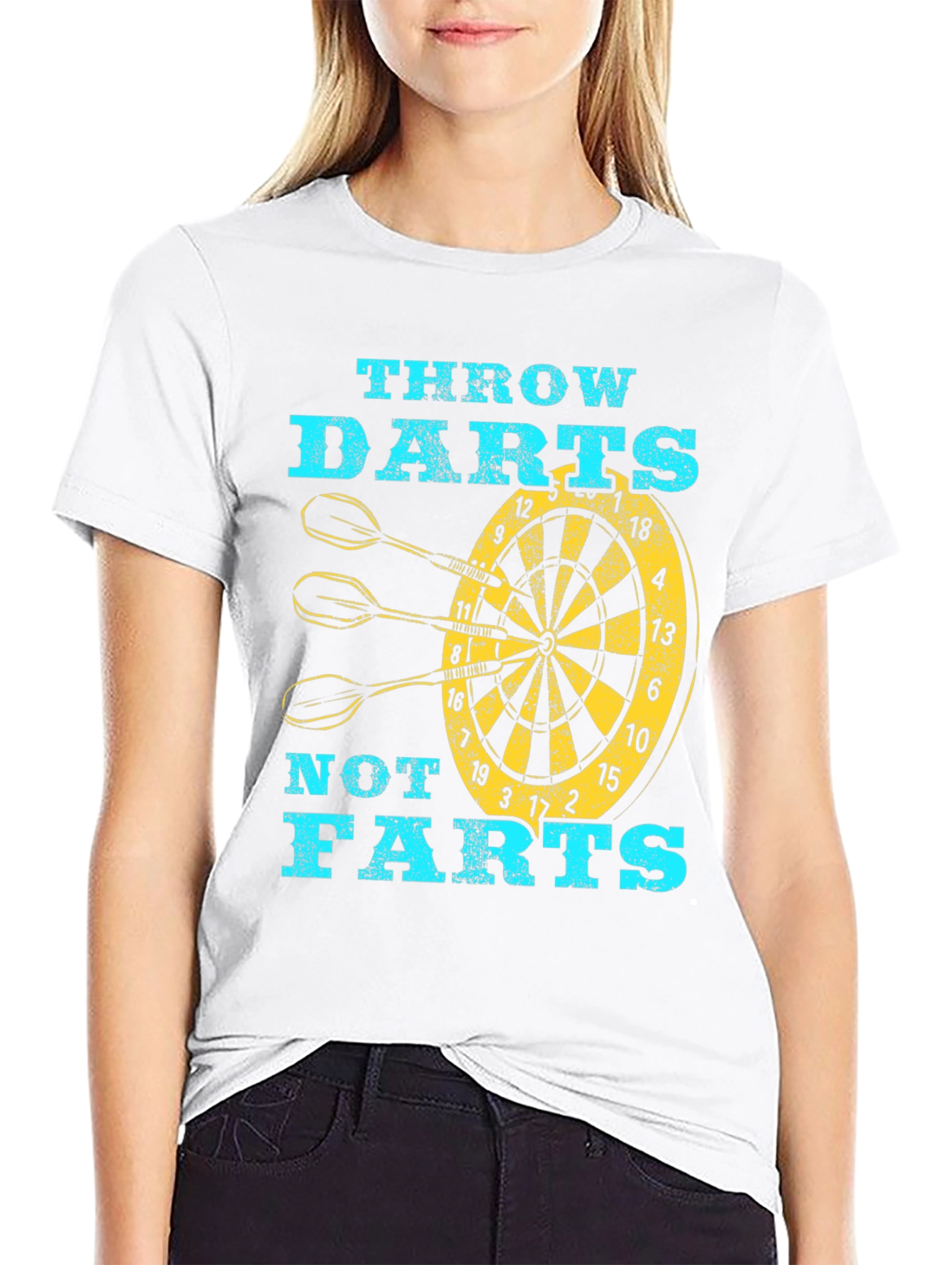 Funny Throw Darts Not Farts Graphic T-Shirt