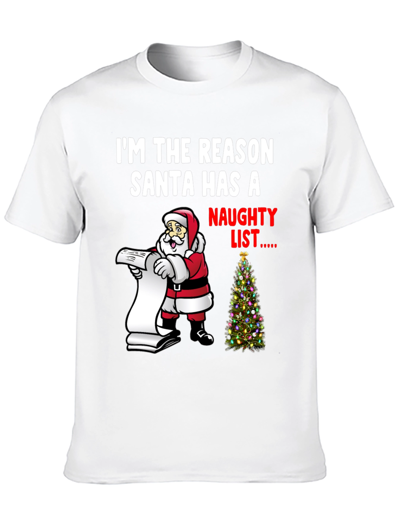 Naughty List Santa Christmas Graphic Tee