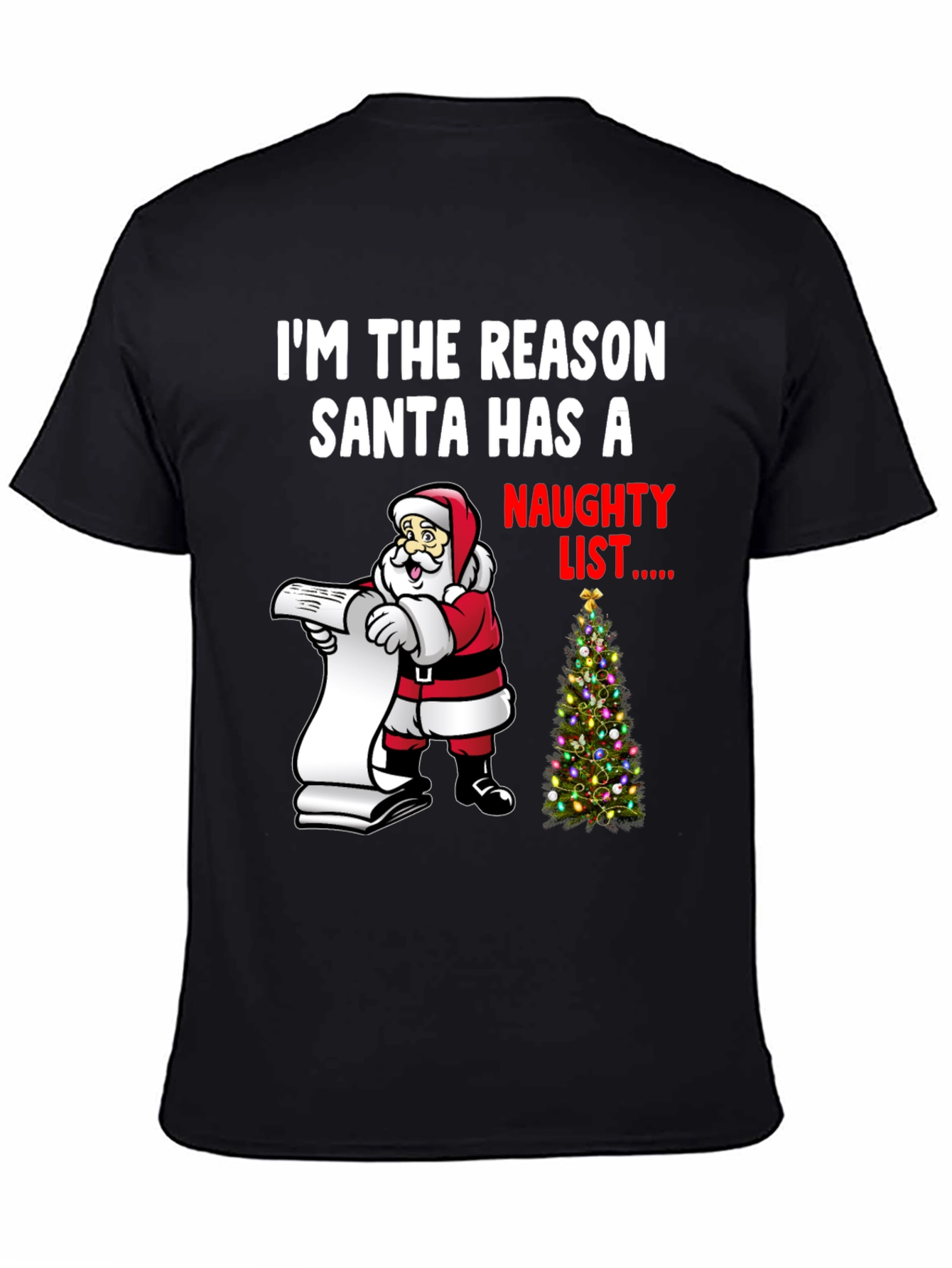 Naughty List Santa Christmas Graphic Tee