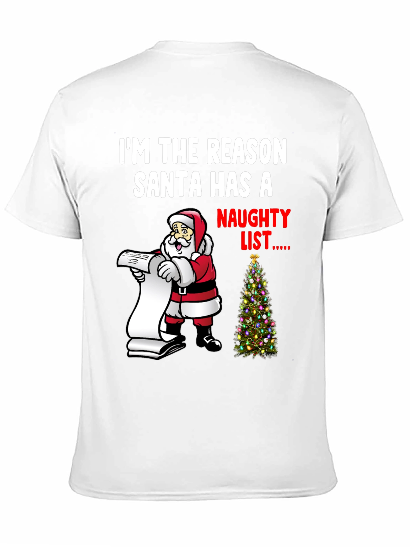 Naughty List Santa Christmas Graphic Tee