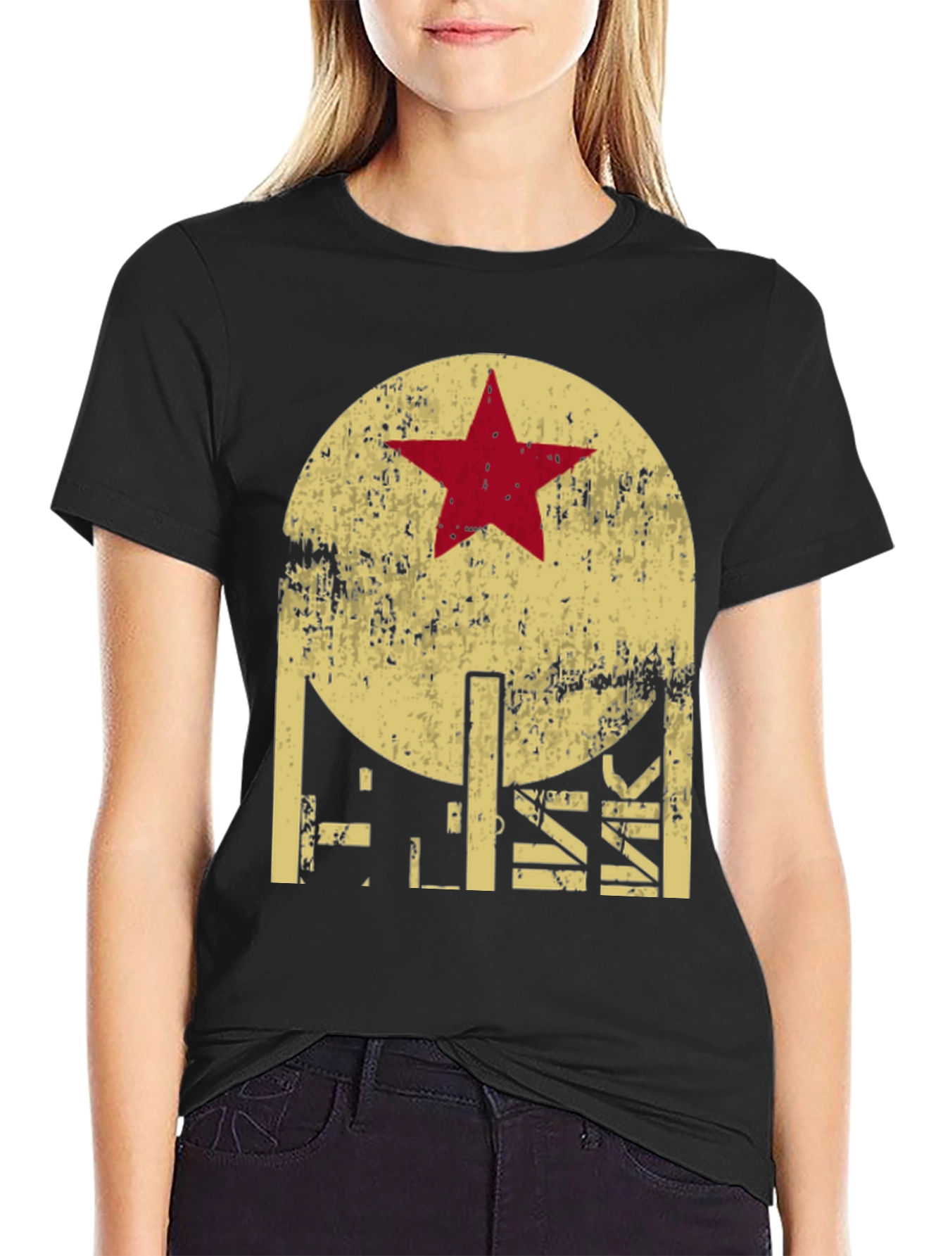 Retro Graphic T-Shirt - Distressed Star Design