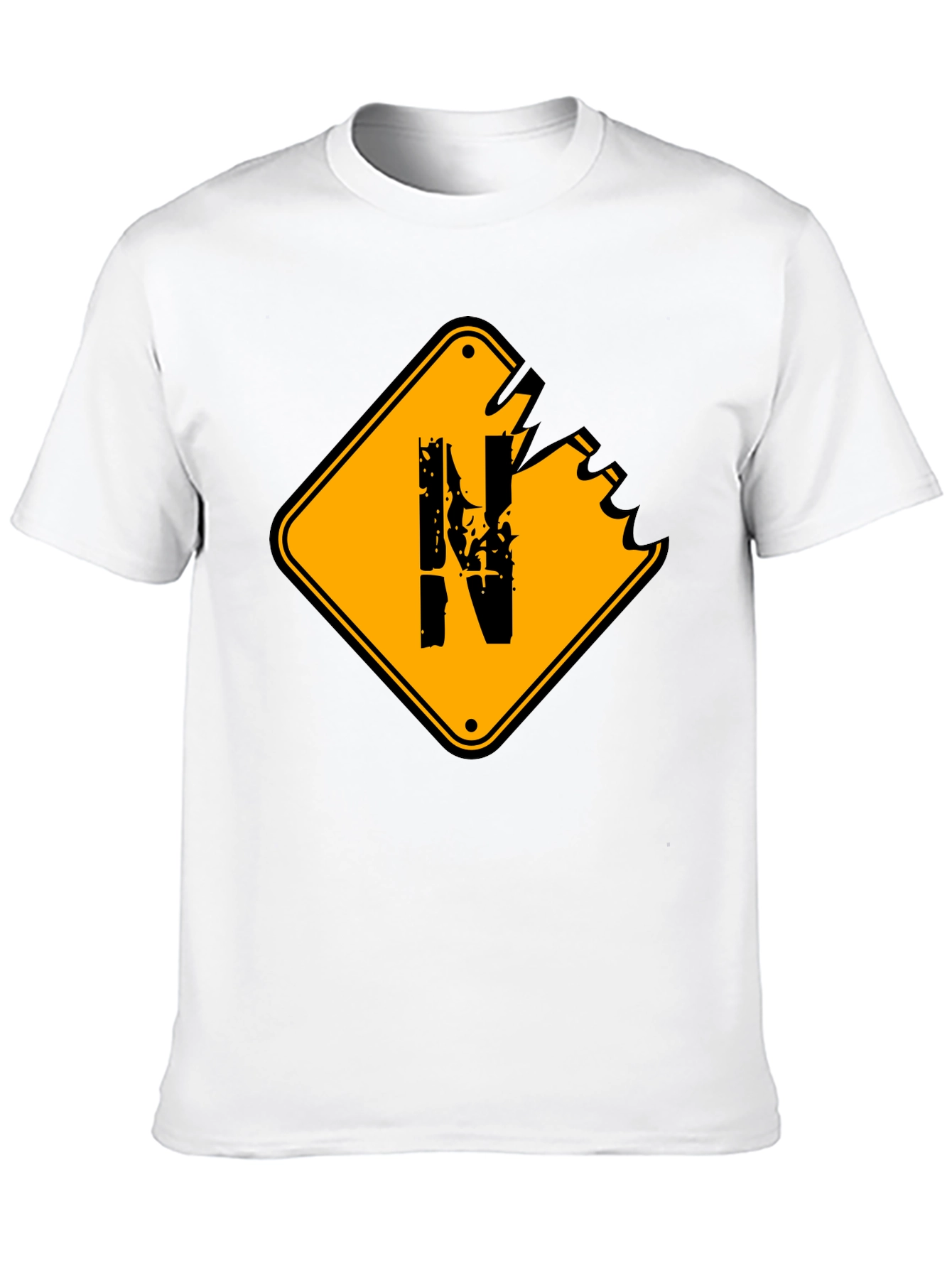 Distressed N Letter Graphic Mens Black T-Shirt