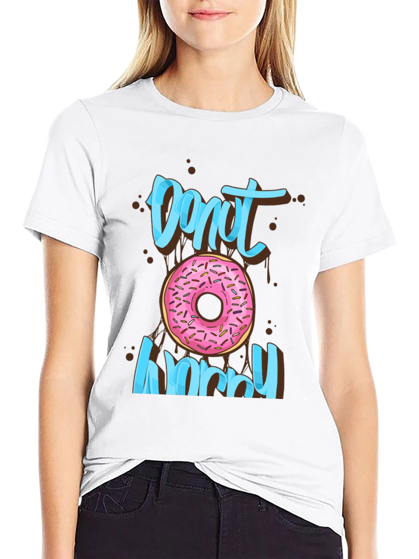 Donut Worry Graphic T-Shirt Fun Casual Tee