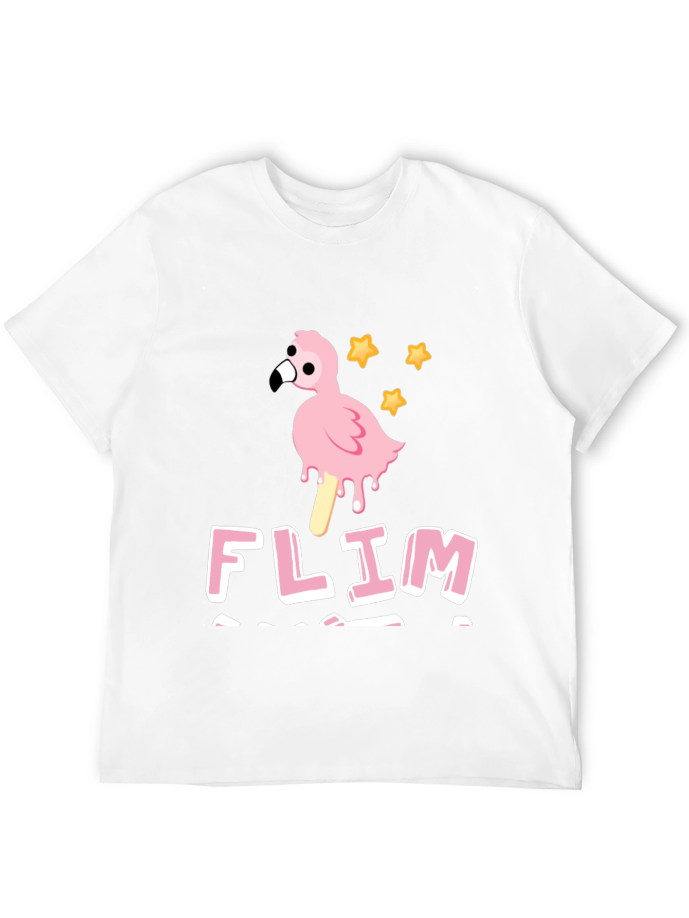 Funny Flamingo Ice Cream Mens Black T-Shirt