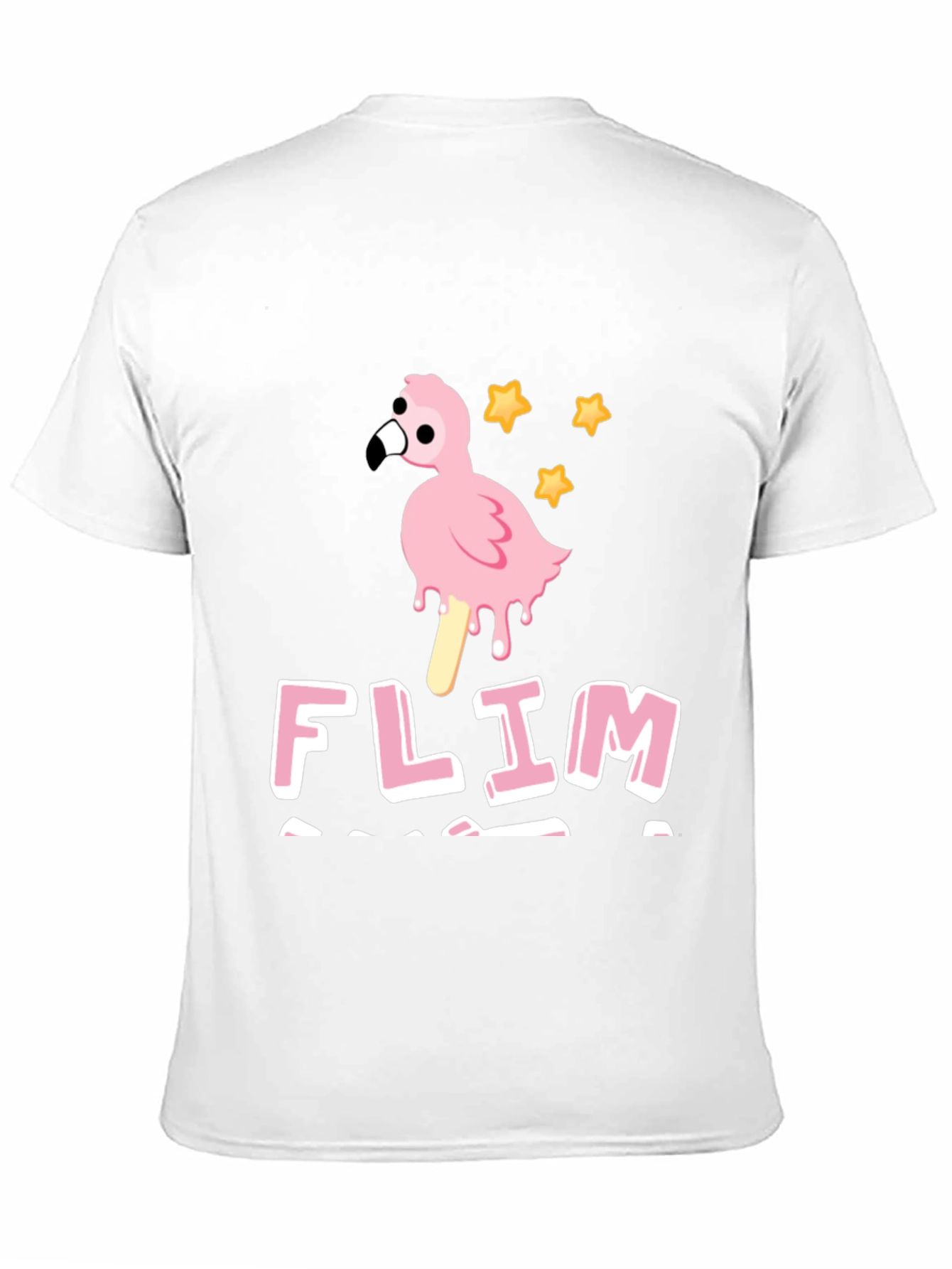 Funny Flamingo Ice Cream Mens Black T-Shirt