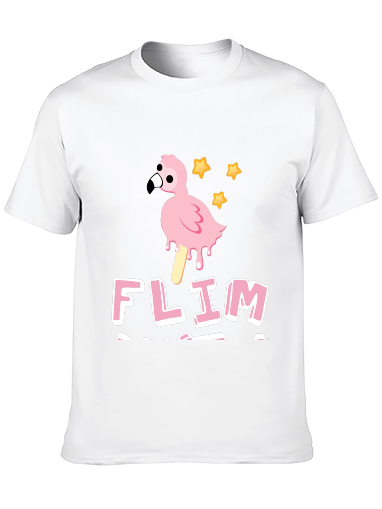 Funny Flamingo Ice Cream Mens Black T-Shirt