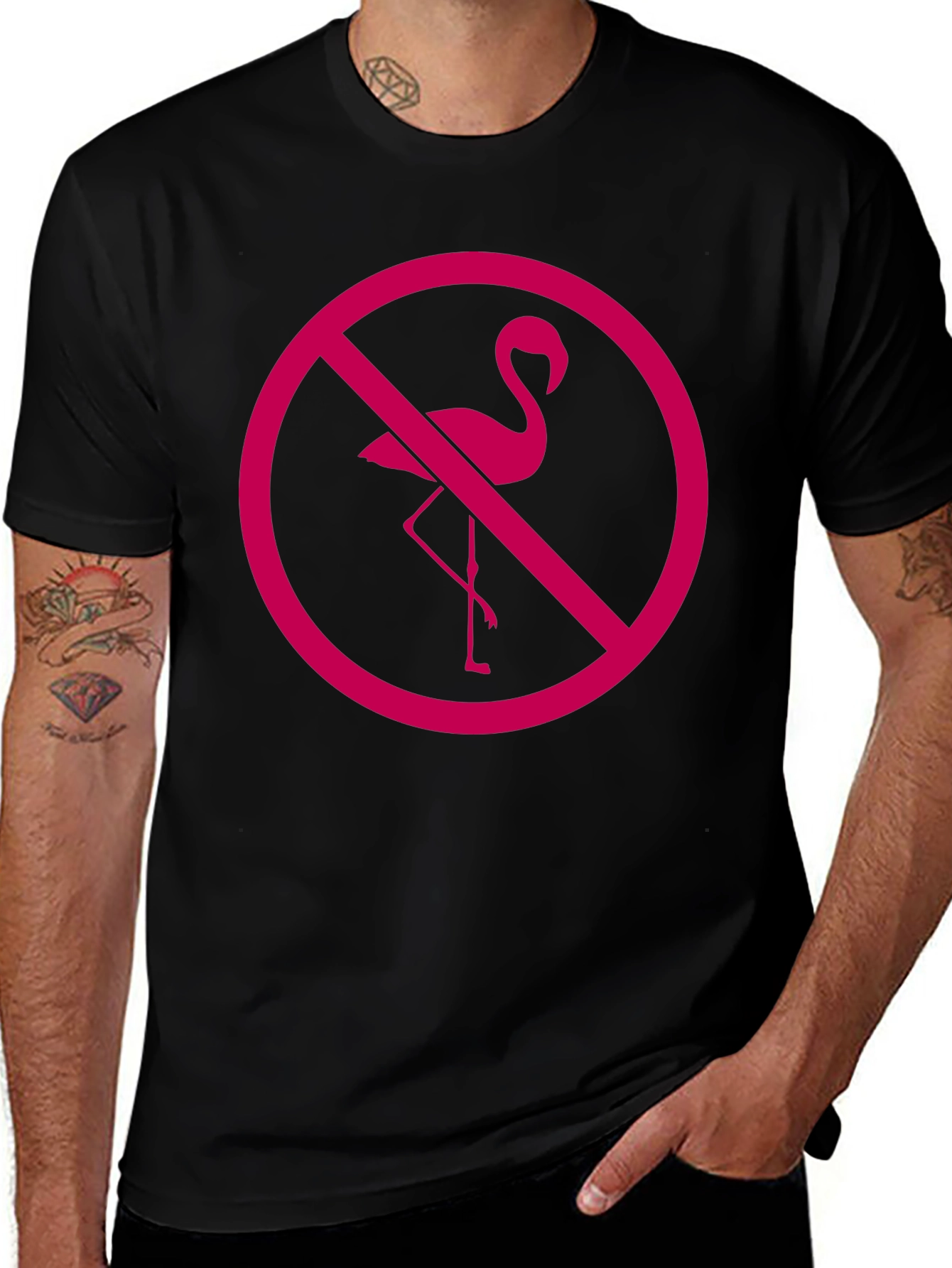 No Flamingos Allowed Black T-Shirt