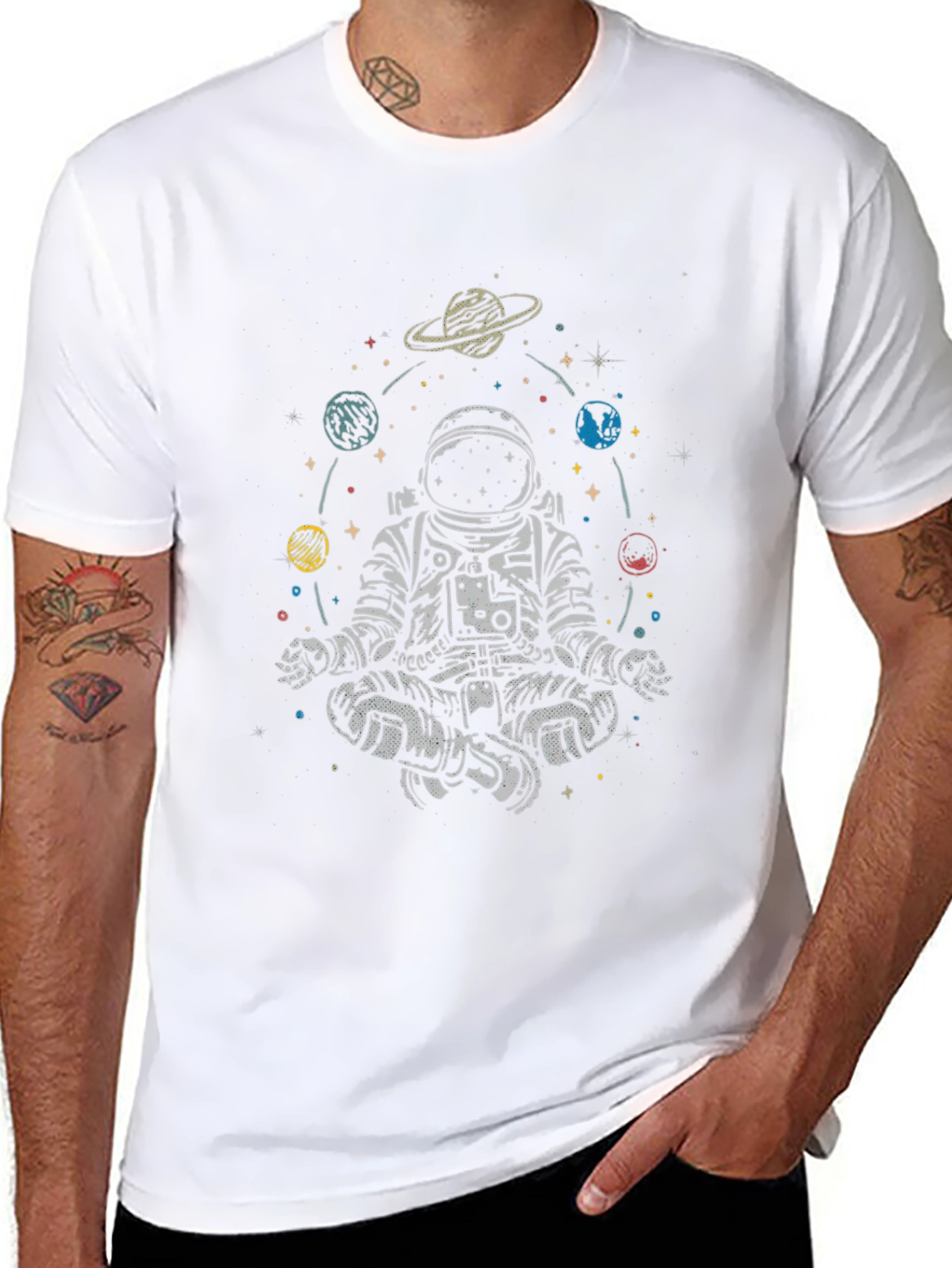 Astronaut Meditating Space T-Shirt - Relax in Style!