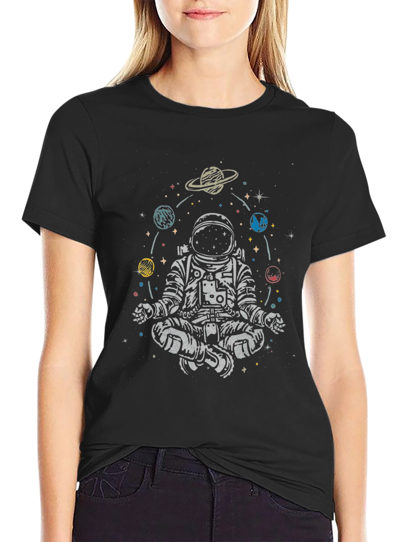 Astronaut Meditating Space T-Shirt - Relax in Style!