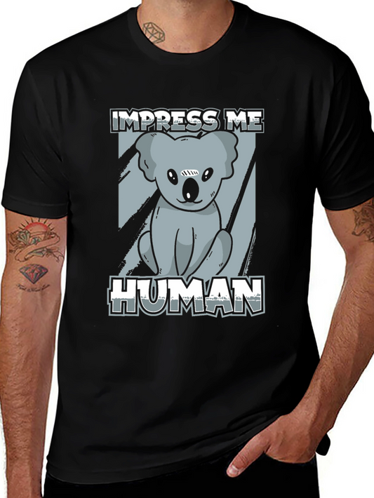 Impress Me Human Koala Bear Graphic Tee - Black