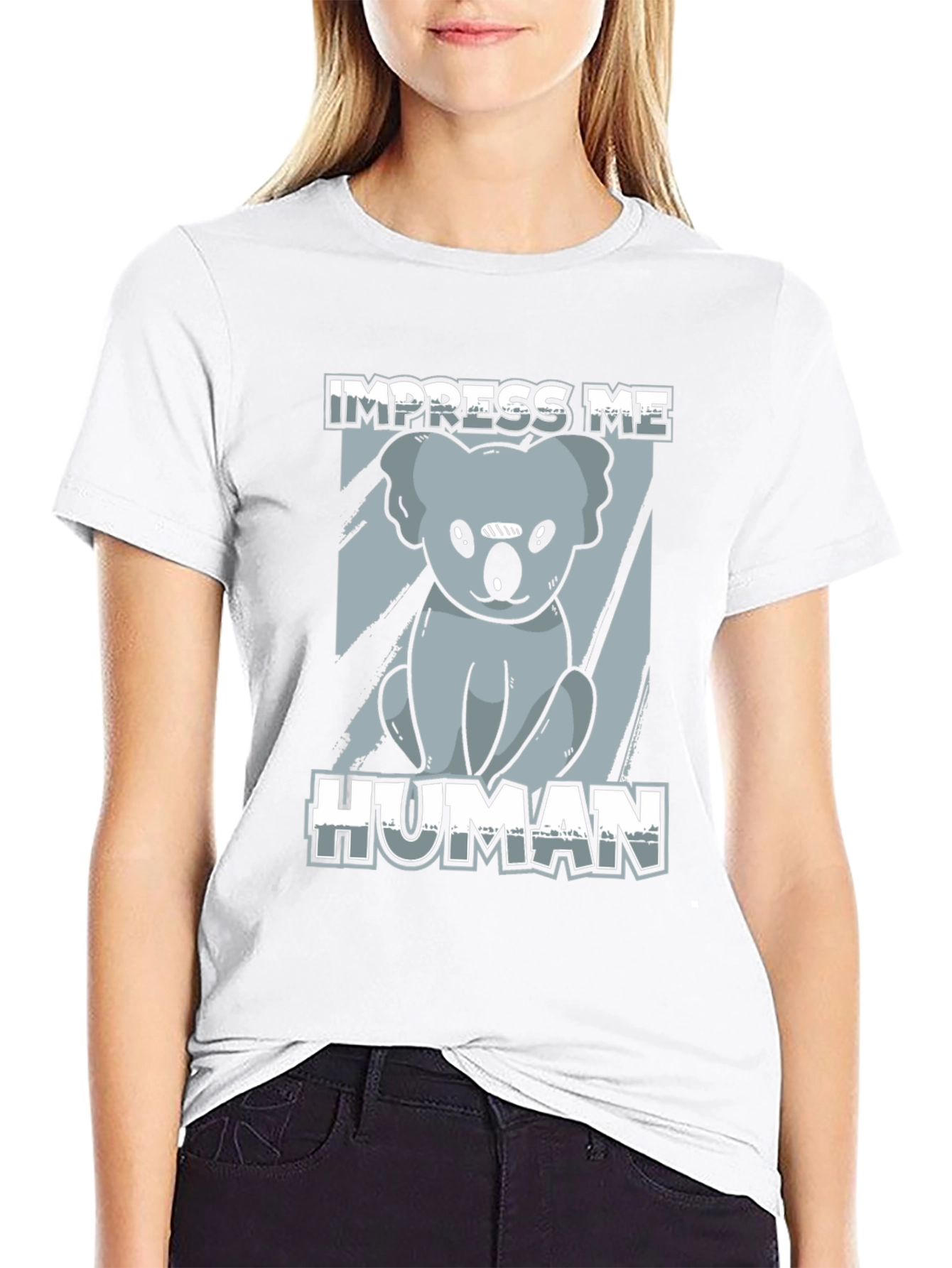 Impress Me Human Koala Bear Graphic Tee - Black