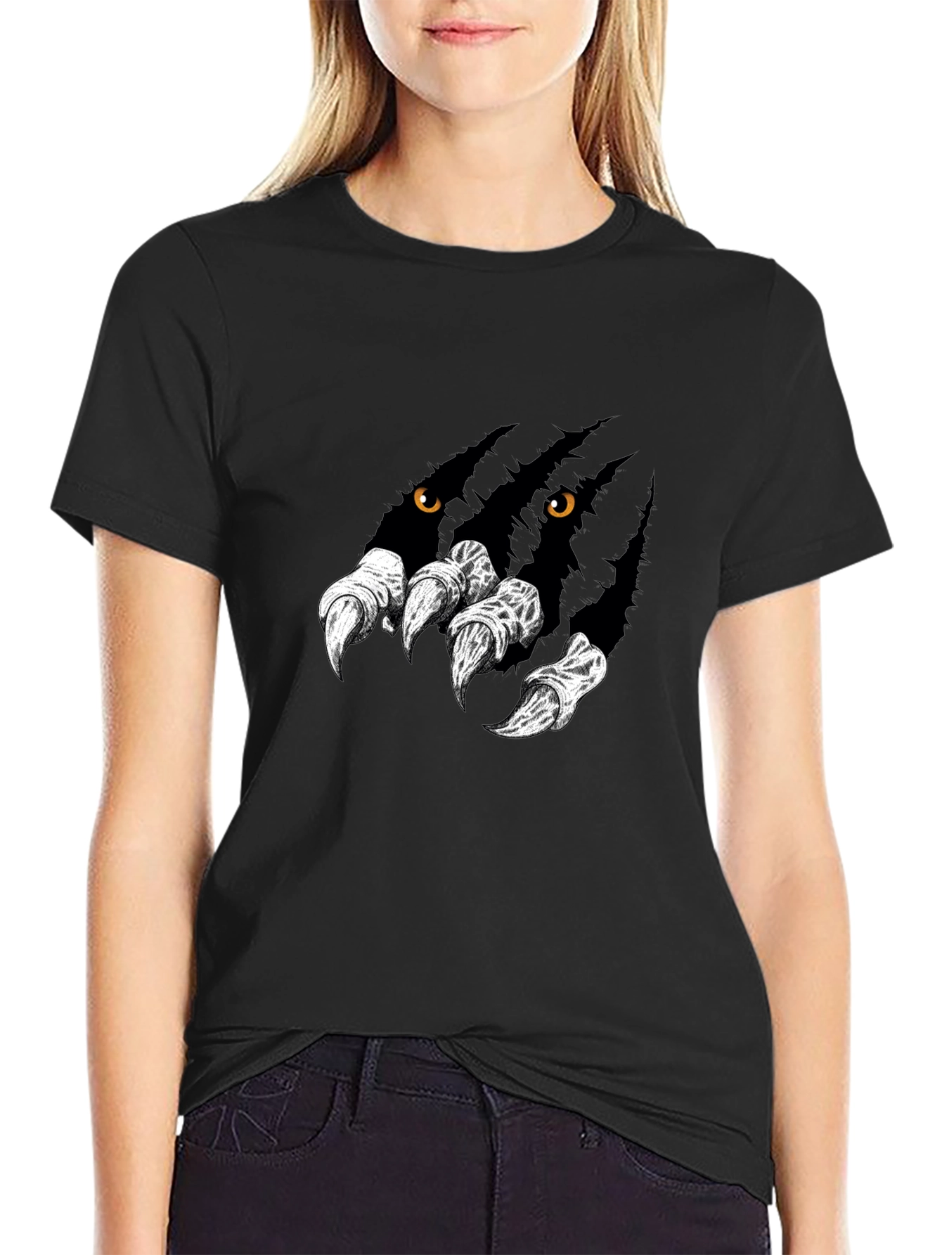 Mens Black Graphic Tee - Wolf Claw Design