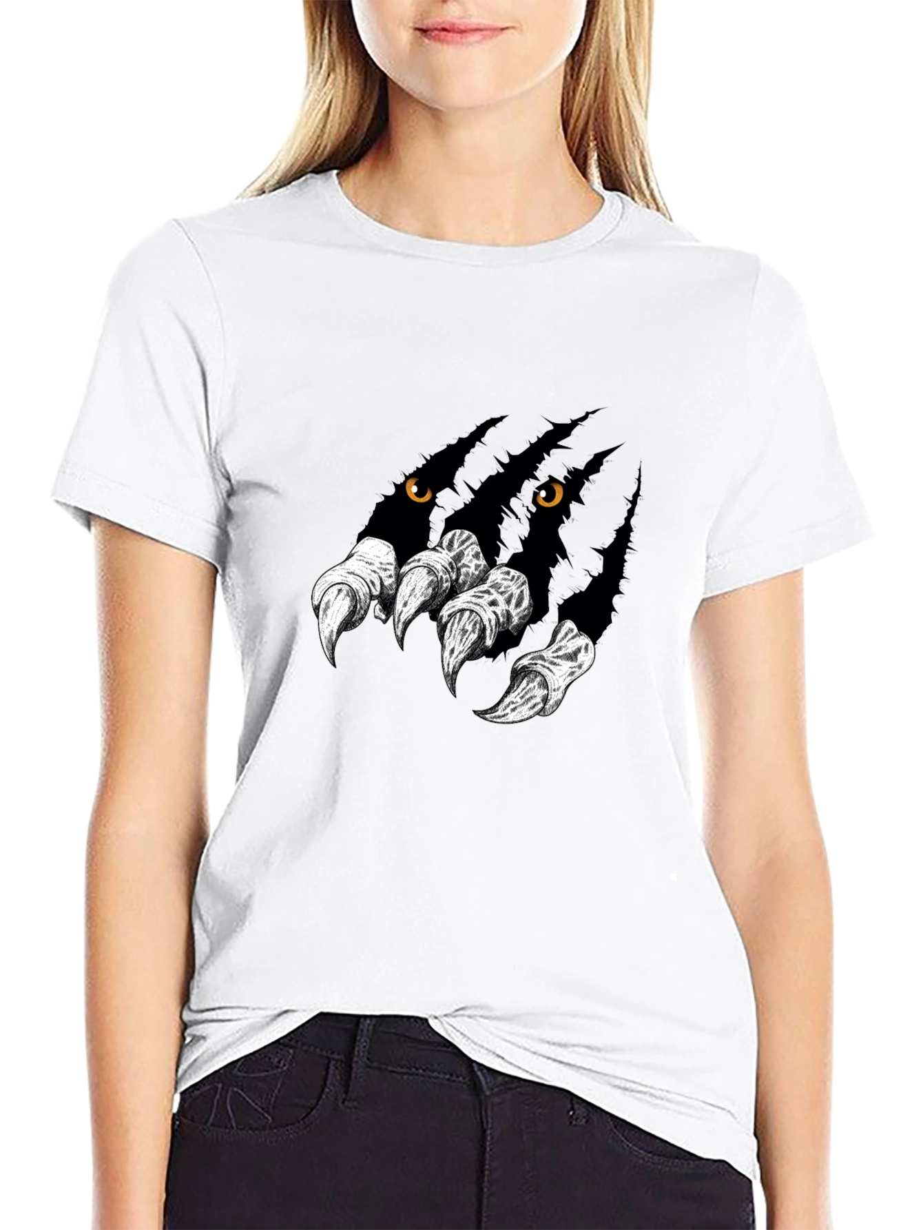 Mens Black Graphic Tee - Wolf Claw Design