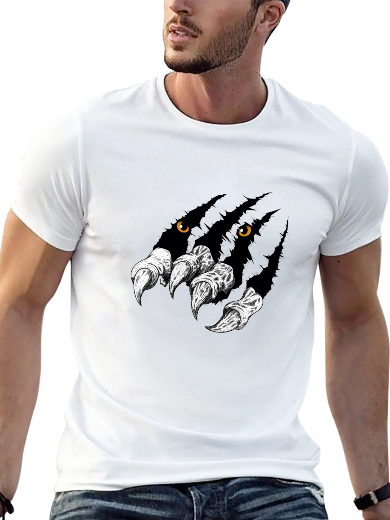 Mens Black Graphic Tee - Wolf Claw Design