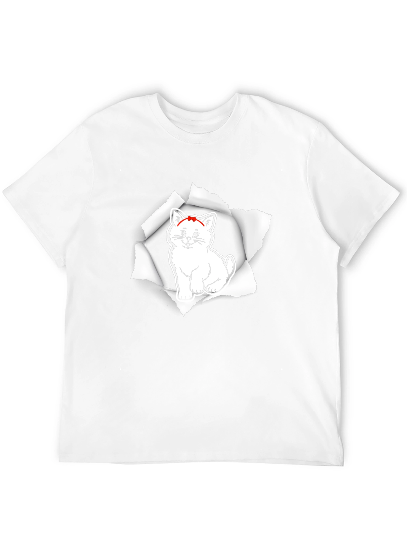 Mens Black T-Shirt with Cat Graphic
