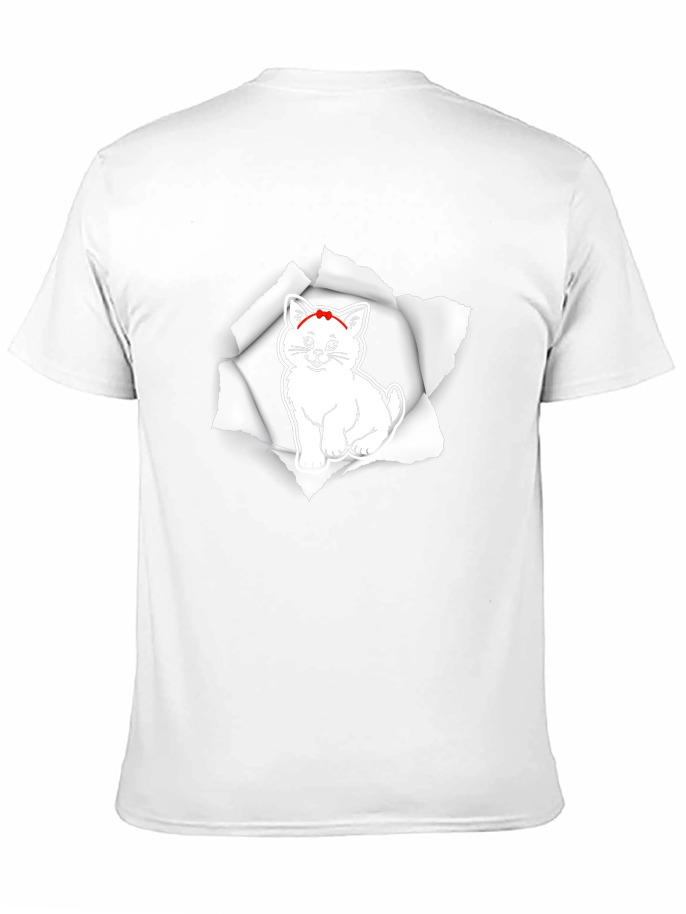 Mens Black T-Shirt with Cat Graphic