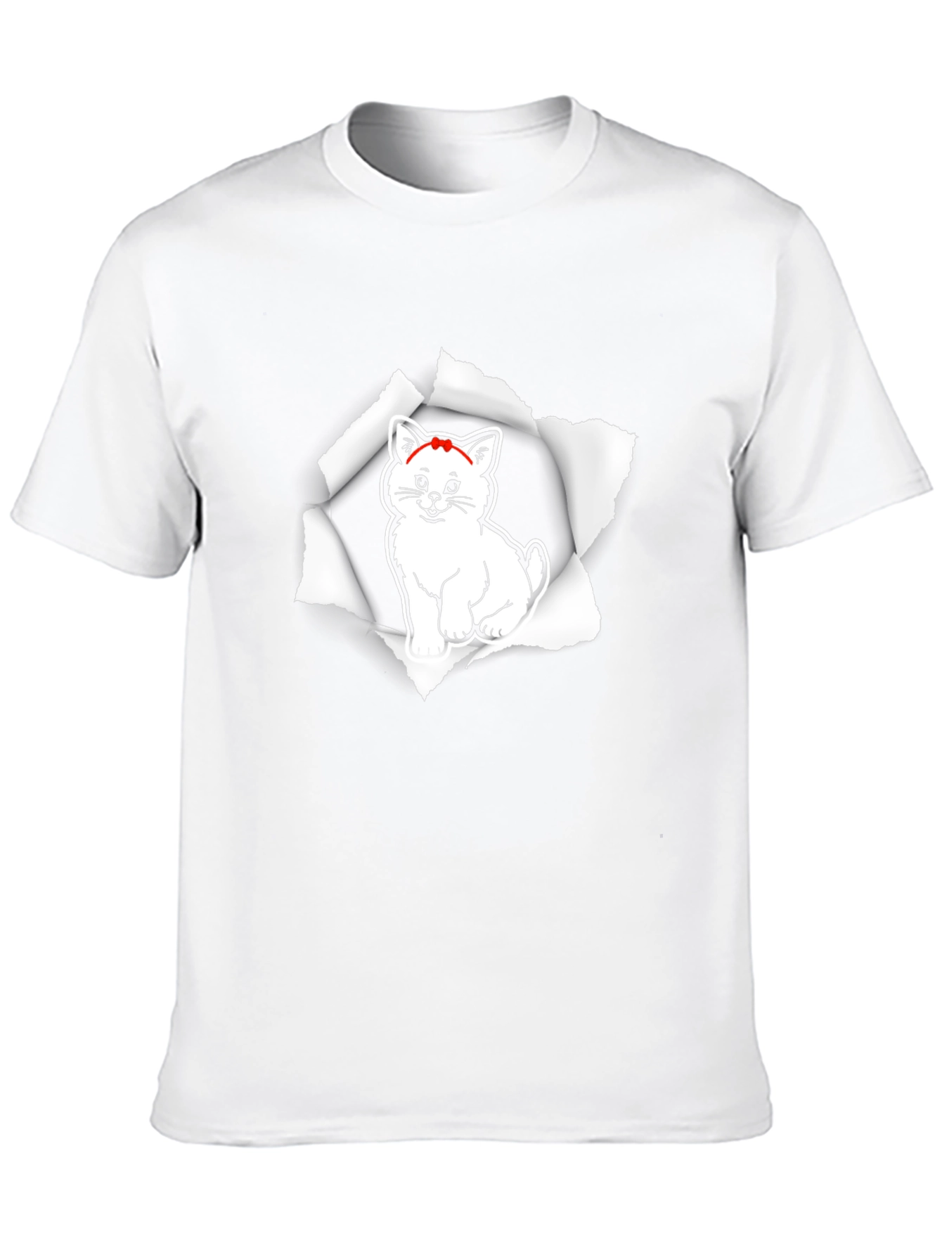 Mens Black T-Shirt with Cat Graphic